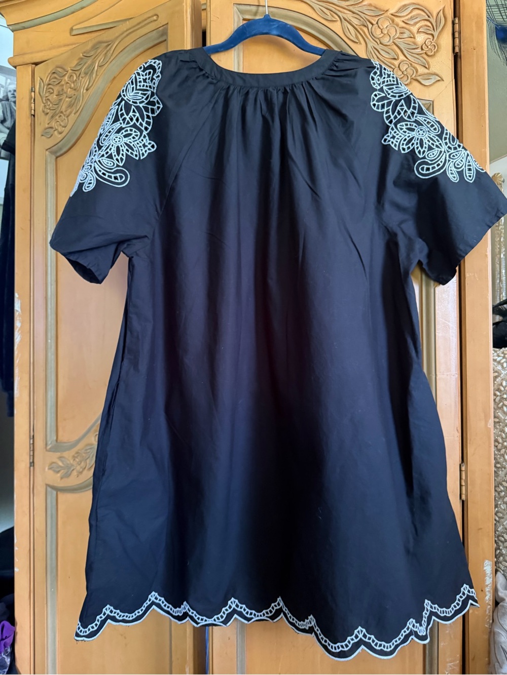 Universal Thread black Short-Sleeve Tunic with White Embroidery - Picture 2 of 7